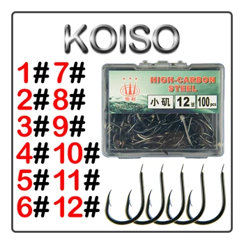 100 шт./кор. рыболовных крючков KOISO с зазубринами Специальные крючки для скальной рыбалки Рыболовные принадлежности