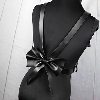 UYEE/ Новое женское сексуальное женское белье, бондаж для тела, кожаный ремень безопасности с бантом, регулируемый пояс для чулок в готическом стиле в стиле панк, пояс с подвязками