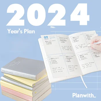 Блокнот с годовым планом на 2024 год PU Soft Face Школьный Офис Дневной план Регистрация Эффективная Внутренняя Страница Ручной счет Блокнот формата А5