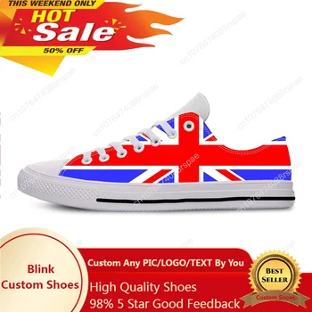Великобритания, Юнион Джек, Флаг Великобритании, Повседневная тканевая обувь с низким верхом, Удобные Дышащие Мужские И женские кроссовки с 3D-принтом.