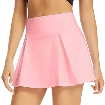 Женская юбка для йоги и тенниса с высокой талией, Дышащая юбка для бега и фитнеса, Плиссированная теннисная юбка, Быстросохнущая теннисная юбка с карманами, Брюки