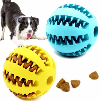 Игрушка для жевания собак, мяч для чистки зубов, перекус для домашних собак, мяч для игрушек из натурального каучука, сверхпрочные Интерактивные Надувные принадлежности для домашних животных