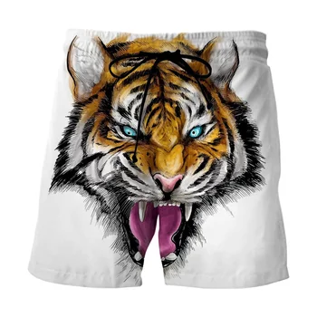 Пляжные шорты с 3D тигровым принтом Для мужчин и женщин, модные короткие штаны для малышей, Летние повседневные спортивные шорты для плавания, плавки