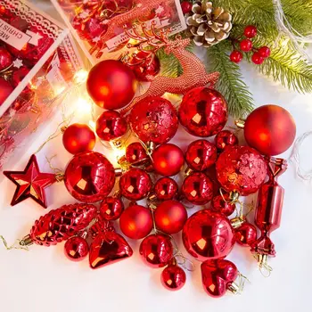 Украшение из рождественских шаров Пластиковая Рождественская елка Золотой Красный Розовый шар Подвесной декор Рождественское украшение 2023 Navidad