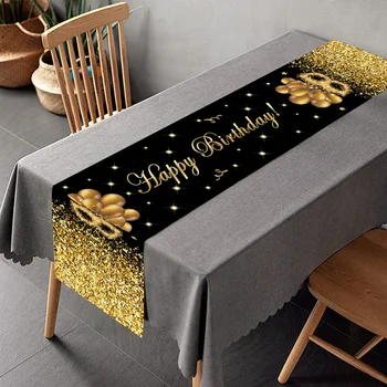 Черное золото Праздничный стол для детей и взрослых С Днем Рождения Украшения для вечеринок для мальчиков и девочек Праздничный стол для вечеринок